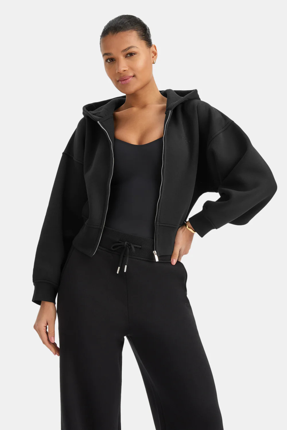 Cocoon Zip Through Hoodie - Black | TALA (UK)