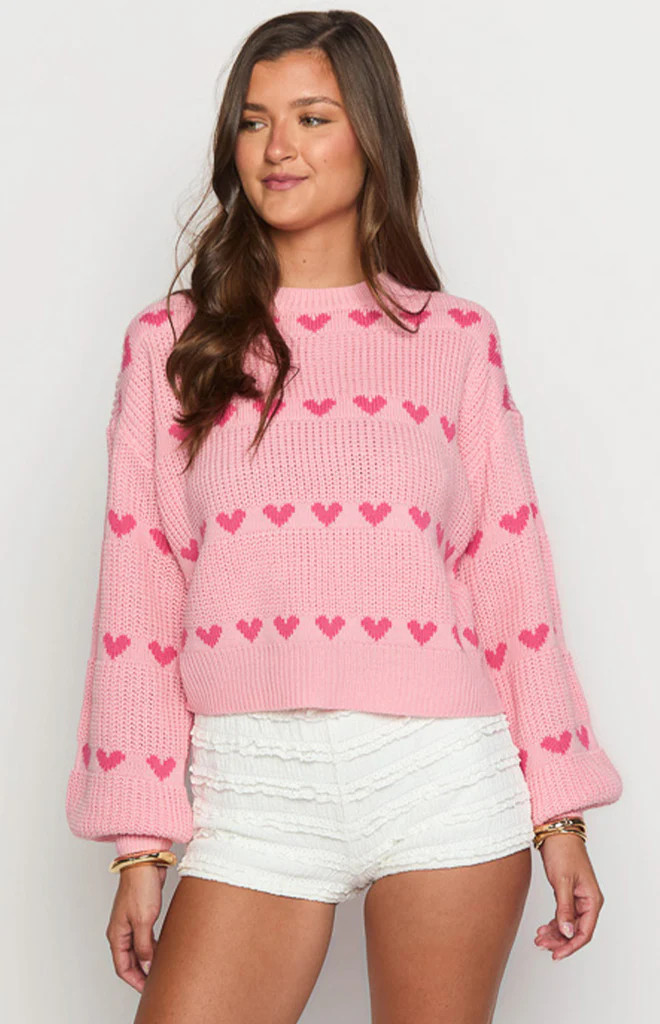 Lovey Pink Heart Stripe Jumper | Beginning Boutique (AU)