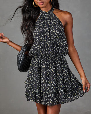 Alana Floral Halter Neck Mini Dress Black Multi / XS | VICI