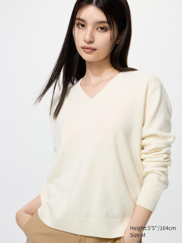 100 % Kaschmir Pullover (V-Ausschnitt) | UNIQLO (DE)