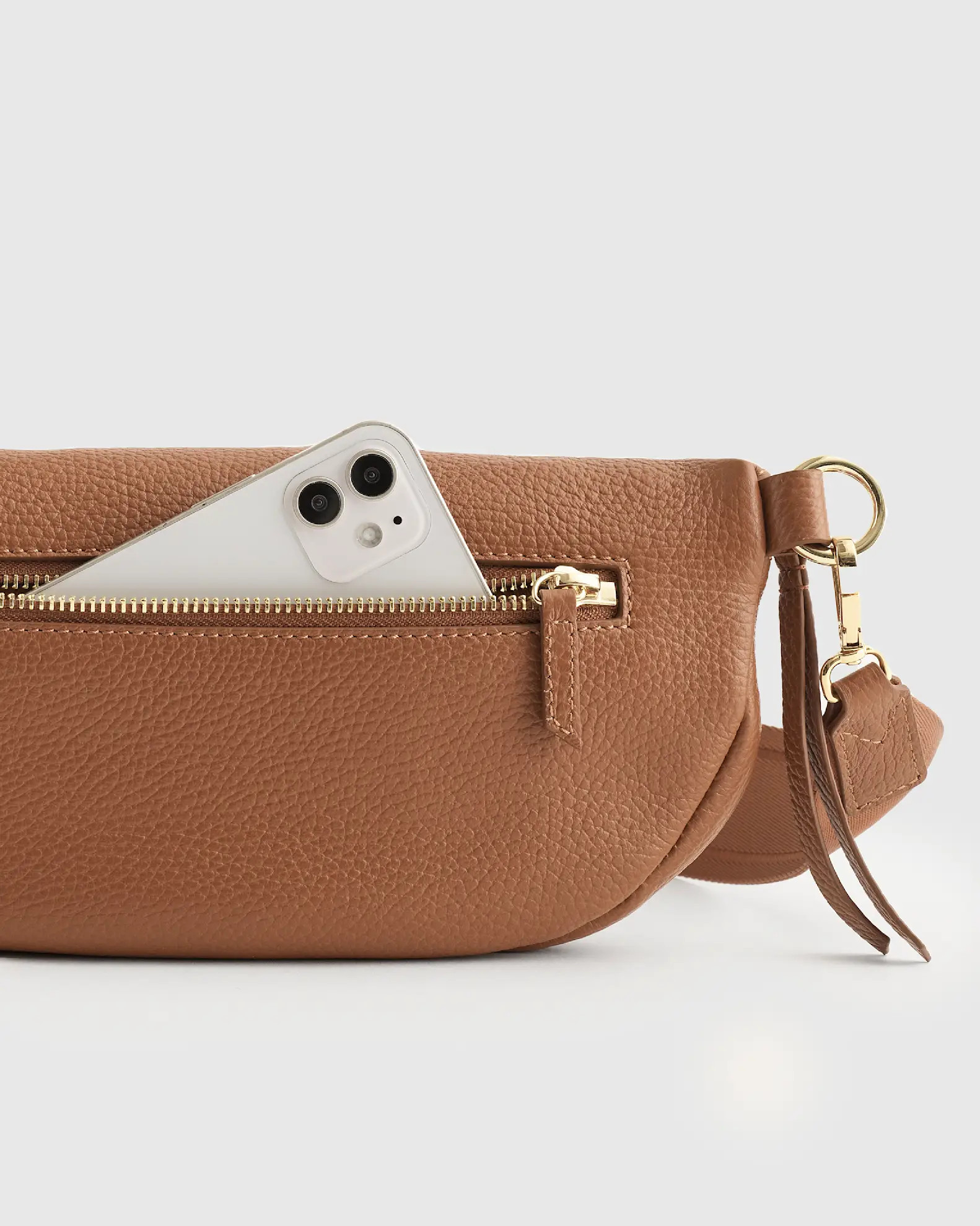 Italian Pebbled Leather Sling Bag in Cognac | Quince