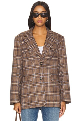Leah Blazer in Brown Plaid Multi | Revolve Clothing (Global)
