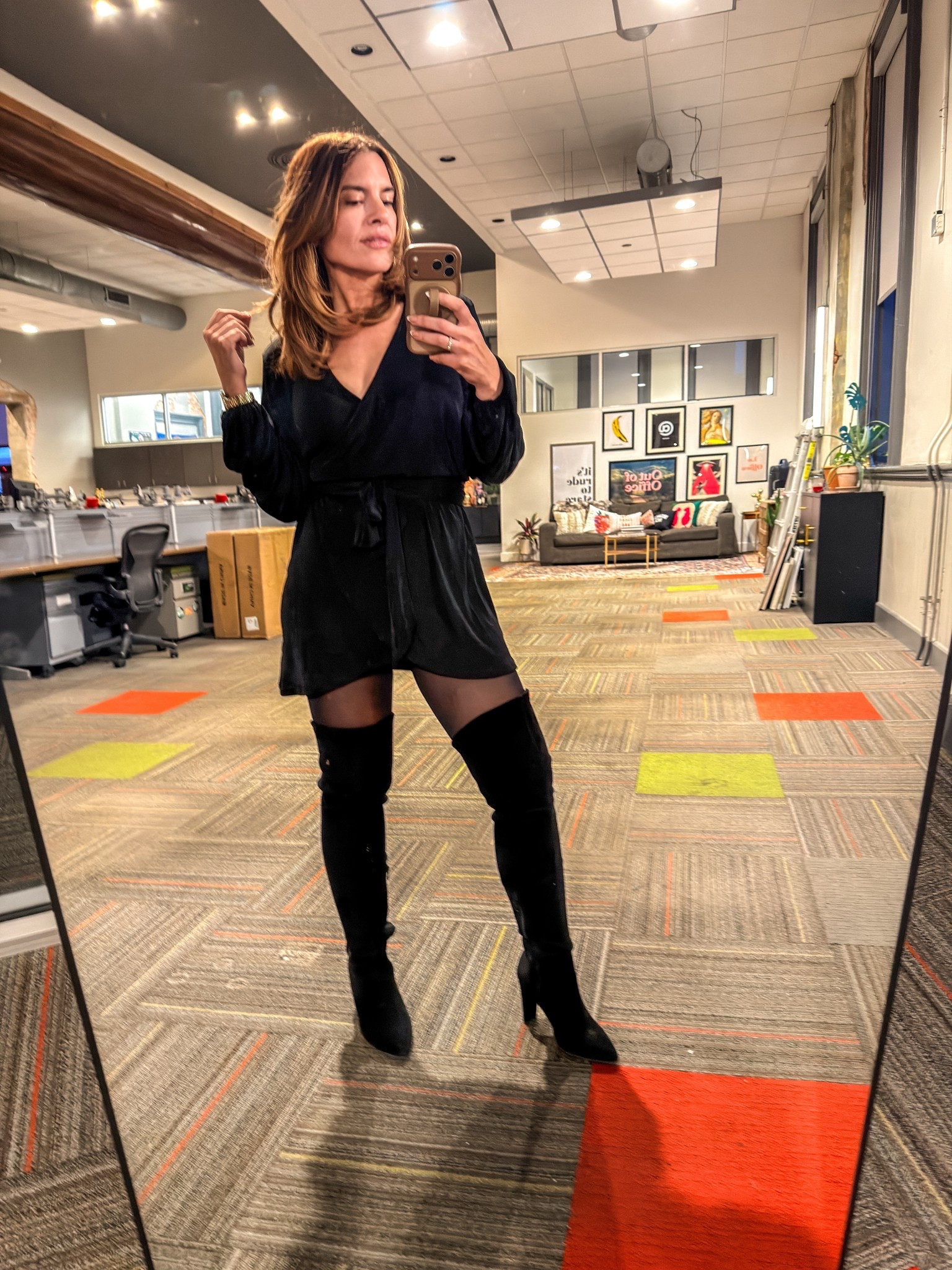 A thrifted LBD with sexy tights (shade: mocha) and thigh high boots  

#LTKootd #LTKWorkwear #LTKValentine