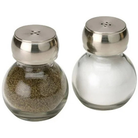 Mainstays Orbit Salt and Pepper Shaker Set Glass and Chrome Plate Unfilled | Walmart (US)