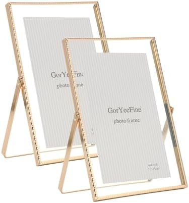 Gold 4x 6'' Floating Frame Set of 2, For Photo Sizes (2x3'', 3.5x 5'' up to 4x6'' ), Beautiful Me... | Amazon (US)