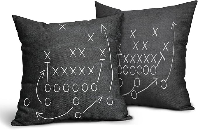 American Football Pillow Cover Set of 2 18x18 Inch Tactics Chalk Blackboard Drawing Cotton Linen ... | Amazon (US)