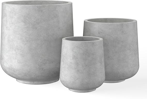 Kante 15.3"+11.6"+8.2" Dia Round Concrete Planter, Large Outdoor Indoor Planter Pots Containers w... | Amazon (US)