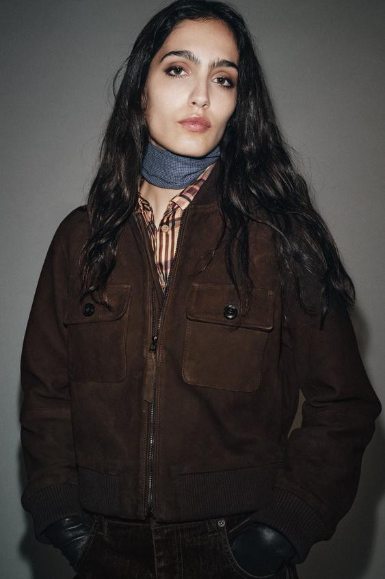 SUEDE LEATHER BOMBER JACKET ZW COLLECTION LIMITED EDITION | Zara US