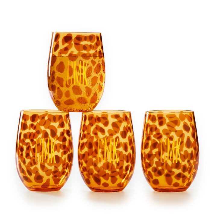 Animal Print Acrylic Stemless Wine Glasses, Set of 4 | Mark and Graham