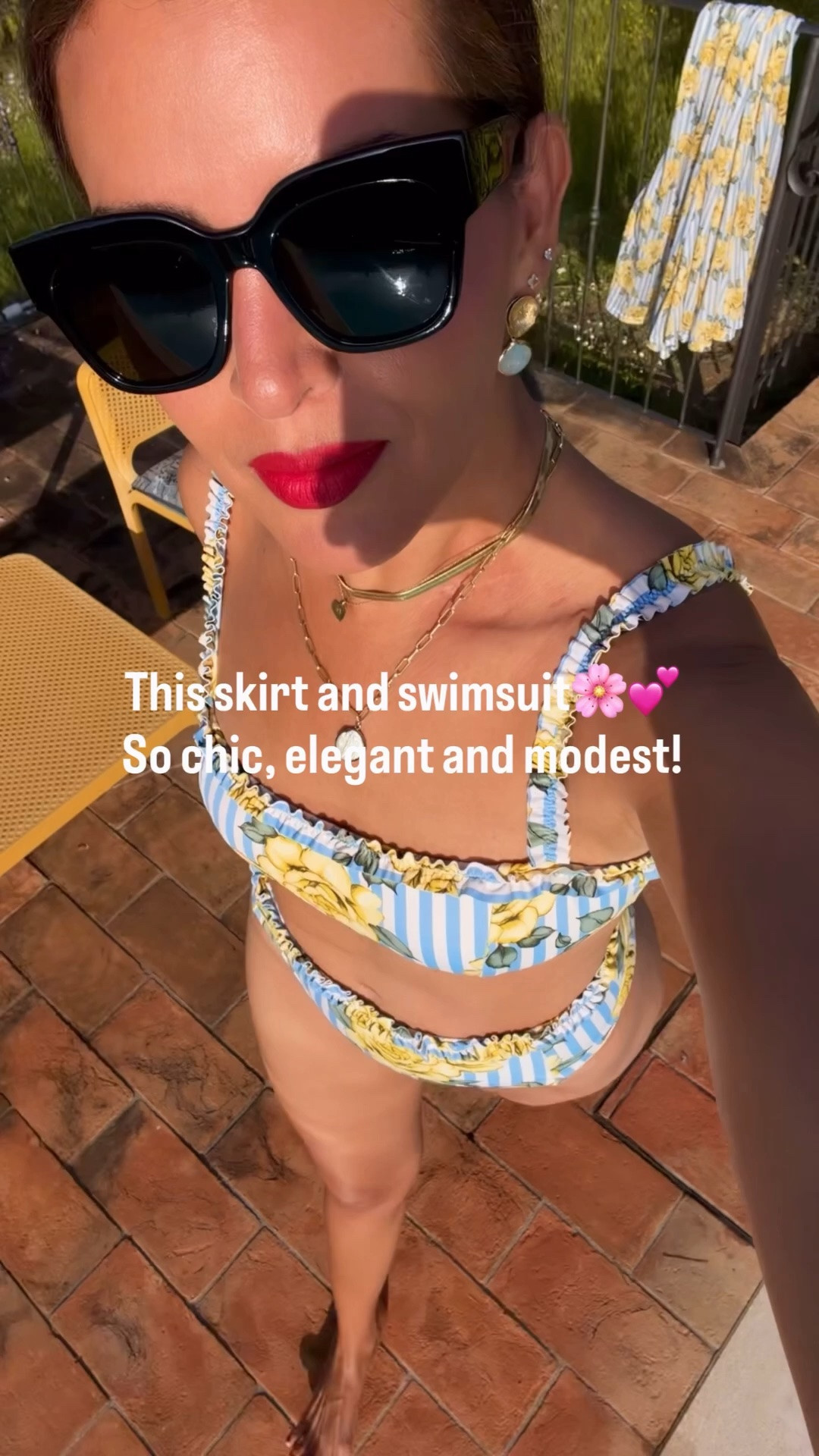Swimsuit on 50% off sale!!Wearing a size S in swimsuit, and skirt. 
Lipstick is ruby woo. I’m 5’7” 130 pounds. Size s usually

#LTKgrwm #LTKSwim #LTKBeauty
