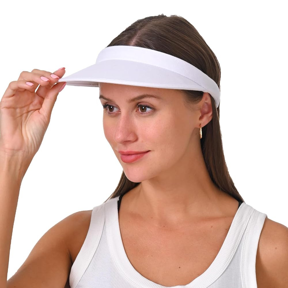 Cotton Visor Hat Women Men Clip-on Visors Hats Adjustable Outdoor Sports Golf Beach Wide Brim Sun... | Amazon (US)