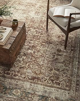 Loloi x Magnolia Home by Joanna Gaines Sinclair SIN-01 Collection 7'-6" x 9'-6" Rust/Lagoon Recta... | Amazon (US)