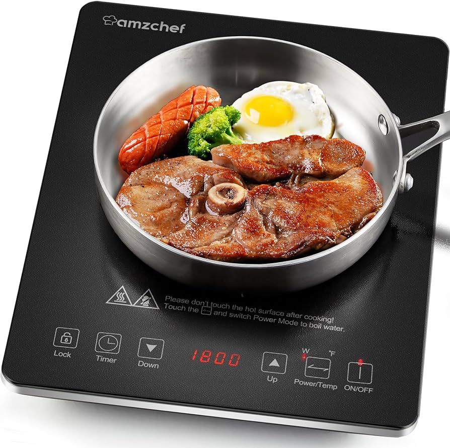 Portable Induction Cooktop AMZCHEF 1800W Induction Stove Burner With Ultra Thin Body, Low Noise H... | Amazon (US)