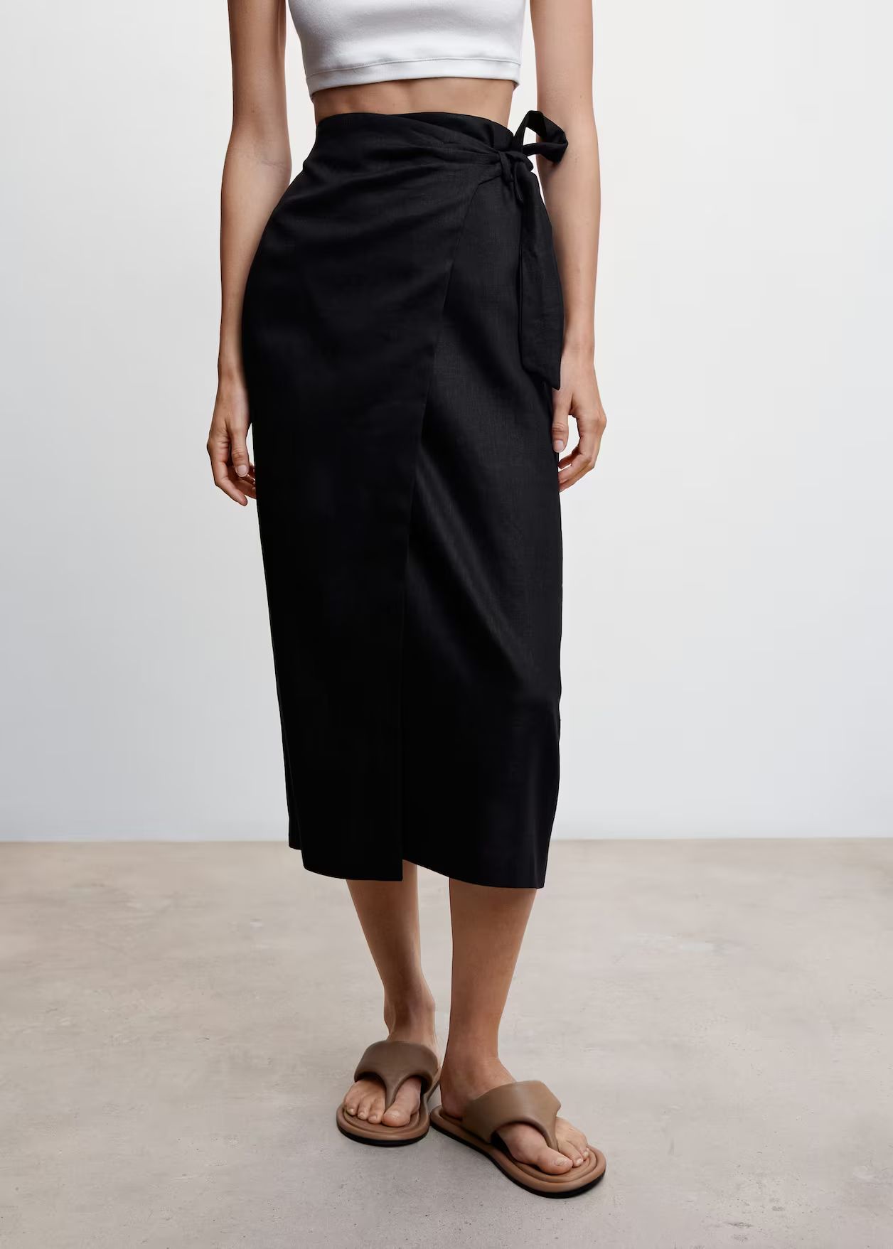Linen-blend wrap skirt -  Women | Mango USA | MANGO (US)