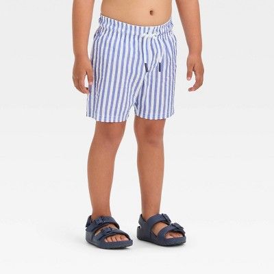 Baby Boys' Striped Seersucker Swim Shorts - Cat & Jack™ Blue 12M | Target