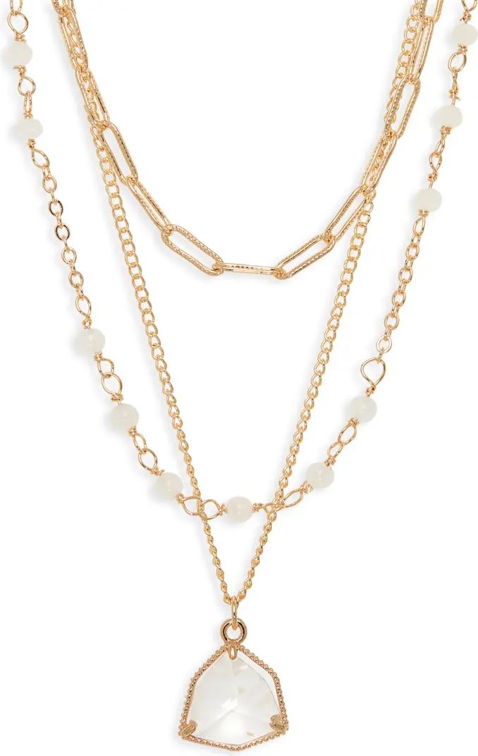 Halogen® Tiered Bead & Stone Necklace | Nordstrom