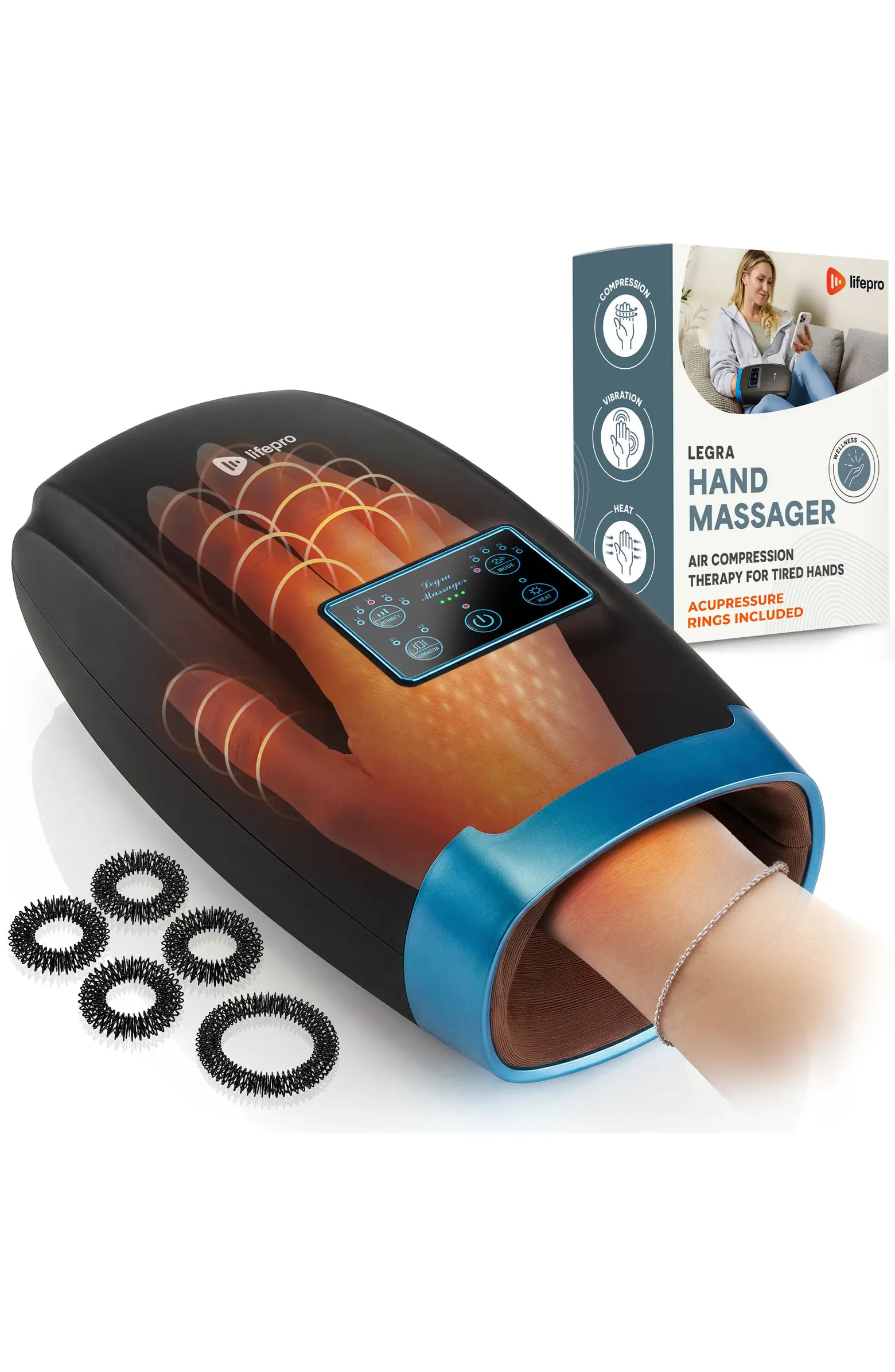 Lifepro Legra Plus Hand Massager with Heat and Compression Finger, Wrist, and Palm Massager with ... | Nordstrom