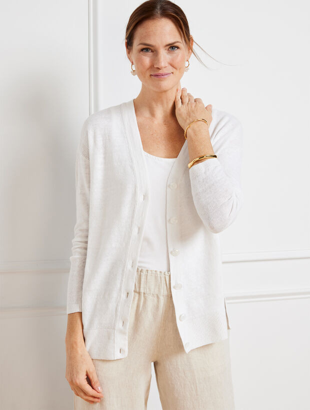 Linen Girlfriend Cardigan | Talbots