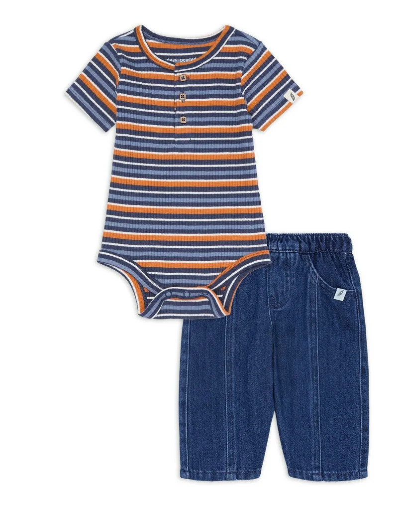 easy-peasy Baby Henley Bodysuit & Denim Pant Set, 2-Piece, 0-24 Months | Walmart (US)
