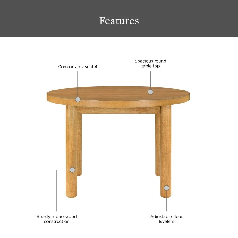 Better Homes & Gardens Adlin Round Dining Table, Light Honey Finish | Walmart (US)