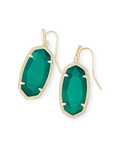 Dani Gold Drop Earrings in Emerald Cat's Eye | Kendra Scott
