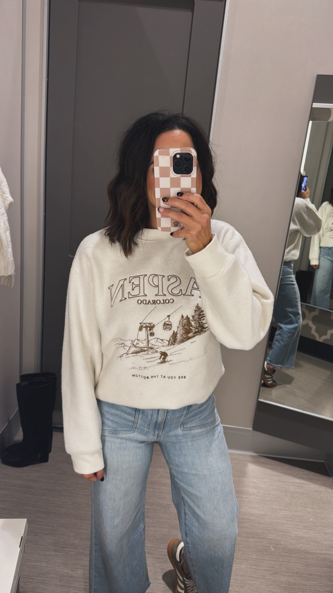 This sweatshirt is seriously so cute for a casual winter outfit! The Aspen graphic detail is too cute and I paired it with these denim jeans. It’s perfect for a casual outfit. Aprilwilks target Aspen sweatshirt target Winter fashion finds target outfit in target Alpine edit VintagePickin 

#LTKmomlife #LTKootd #LTKSeasonal