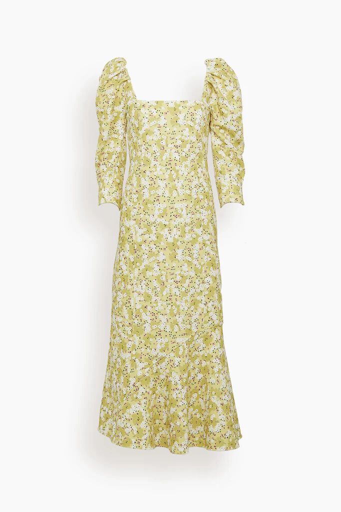 Gisla Midi Dress in Yellow Floral | Hampden Clothing