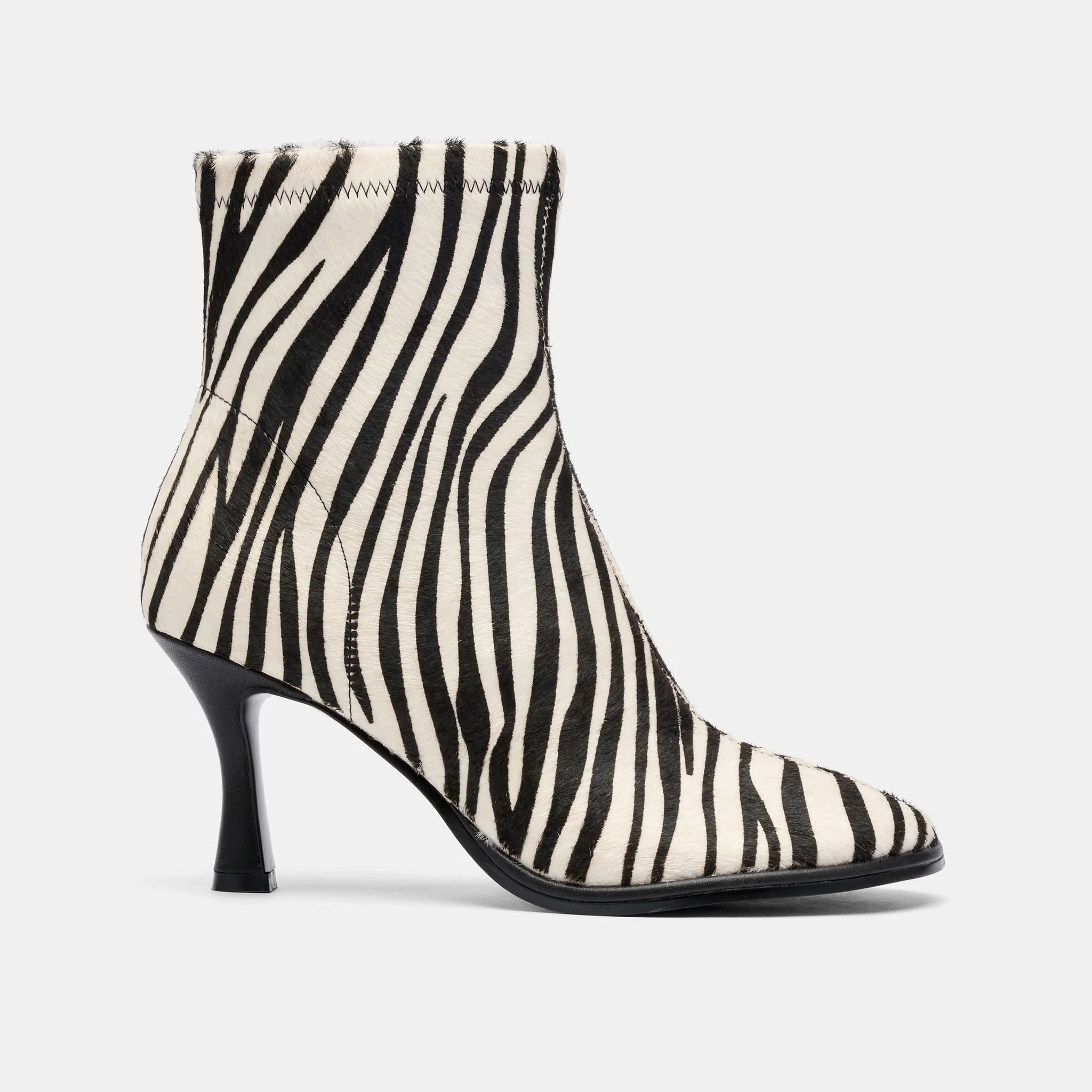 Gloria Zebra Leather Stiletto Ankle Boots | Marc Nolan