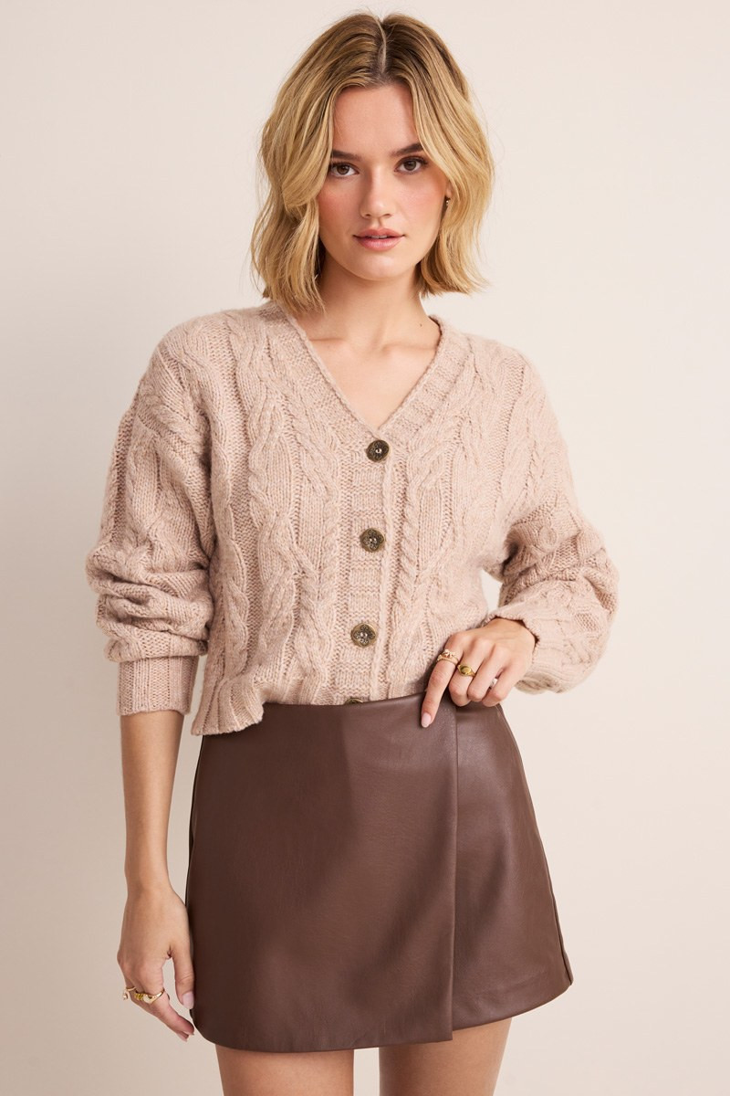 Kristy Faux Leather Wrap Skort | Francesca's