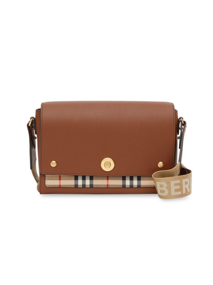 Burberry Medium Note Leather &amp; Vintage Check Crossbody Bag | Saks Fifth Avenue