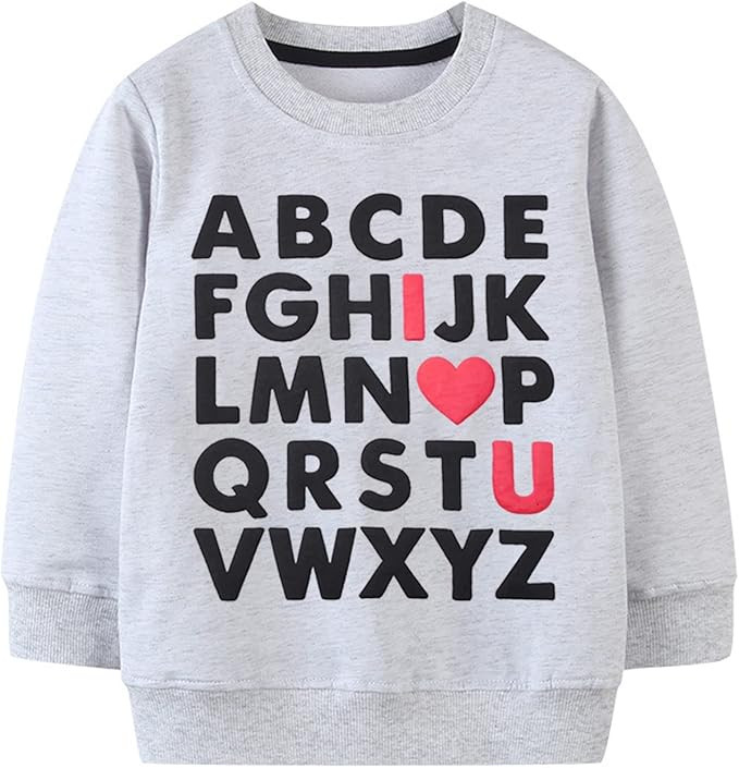 Mrocioa ABC I LOVE U Sweatshirt Toddler Boys Girls Shirt Kids Valentine's Festival Outfit Long Sl... | Amazon (US)