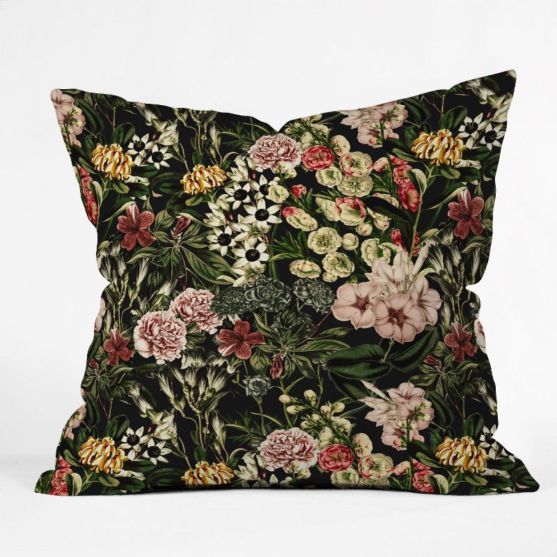 Marta Barragan Camarasa Dark Bloom Square Throw Pillow Black - Deny Designs | Target