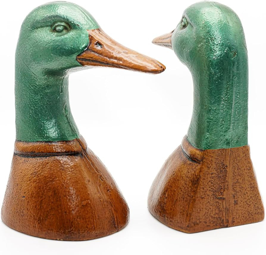 Fox Run 100% Iron Heavy Animal Bookends, Decorative Duck Bookend Set | Amazon (US)