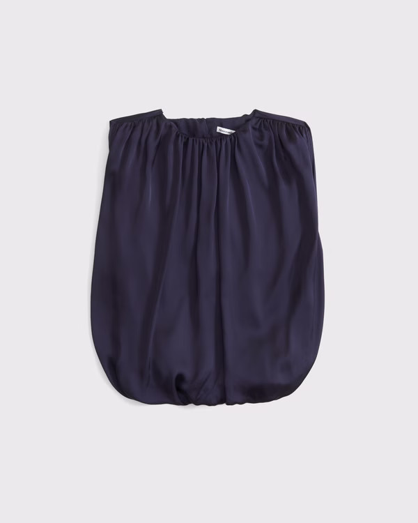 Bubble Hem Ruched Satin Top | Abercrombie & Fitch (US)