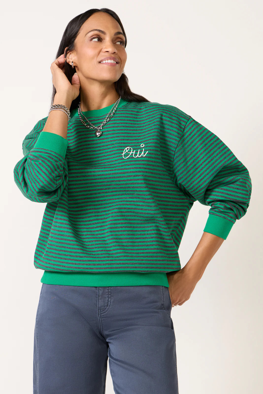 CLARE V. Women's Oversized Sweatshirt, Size Large, Green | Evereve