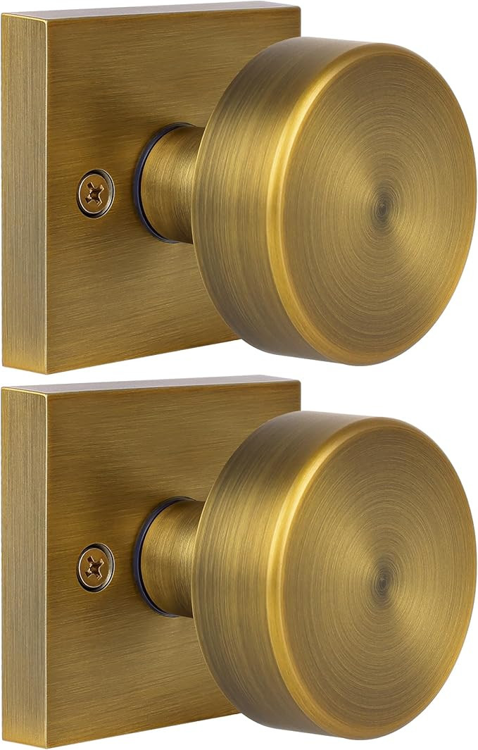 2 Pack Antique Brass Door Knob Dummy Door Knobs Vintage Door Knobs Interior, Old Style Door Knob ... | Amazon (US)