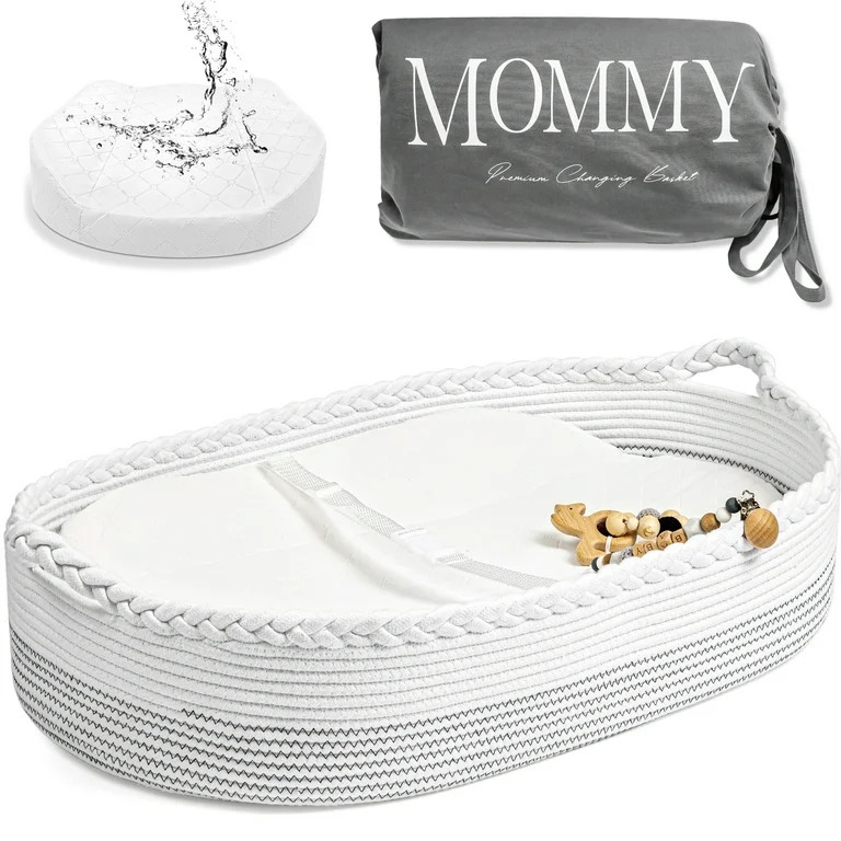 Baby Changing Basket - Contoured Foam Pad, Waterproof Cover, Wipeable - Changing Pad for Dresser ... | Walmart (US)