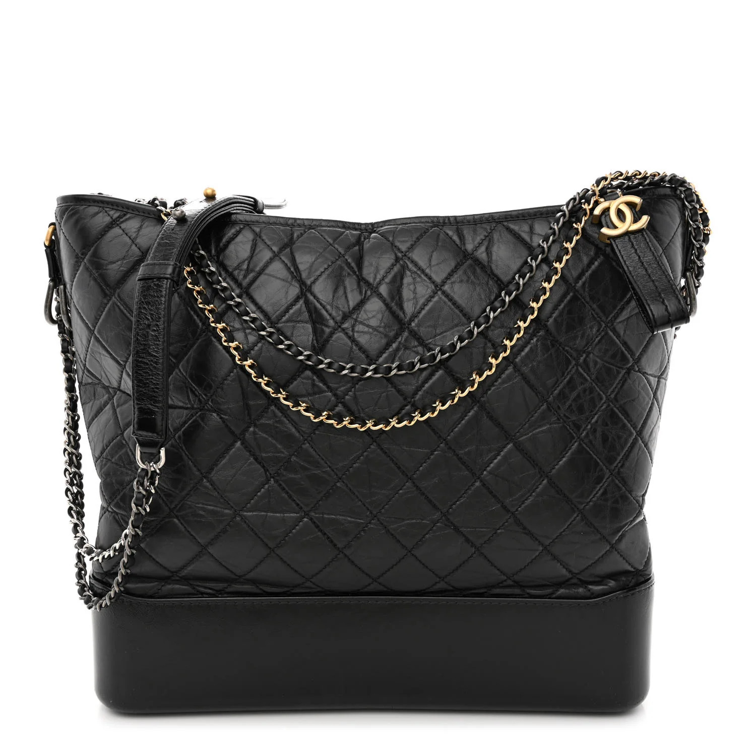 Aged Calfskin Quilted Maxi Gabrielle Hobo Black | FASHIONPHILE (US)