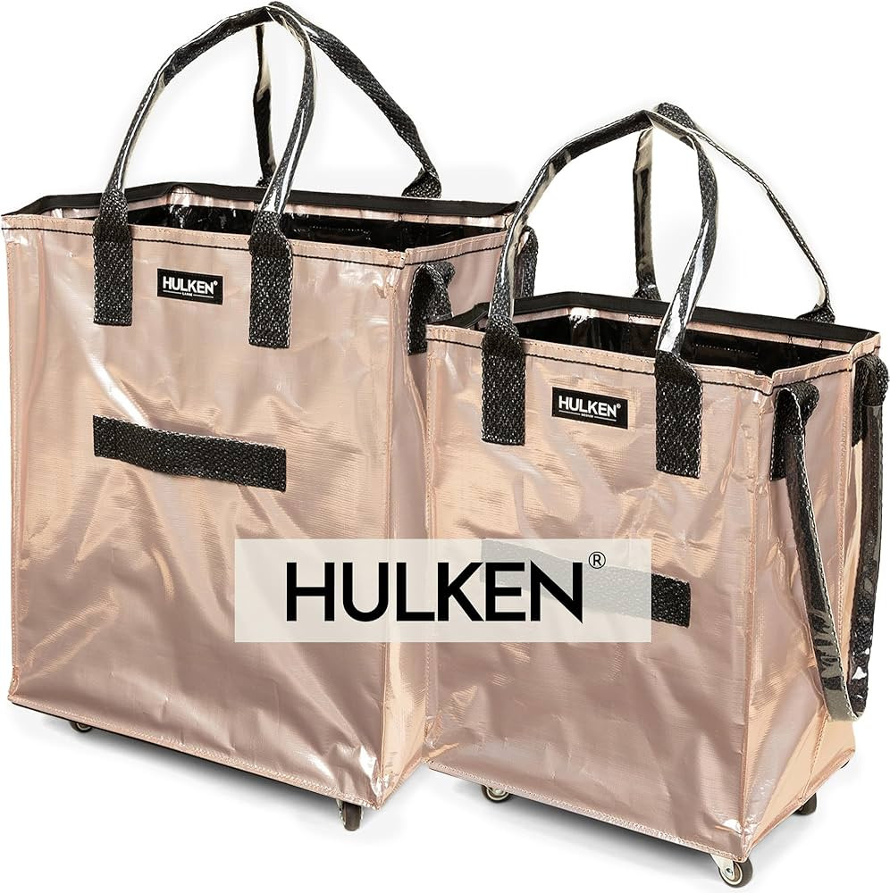 L, M Reusable Grocery Bag On Wheels, Rolling Tote - Folds Flat - Unbreakable Handles | Amazon (US)