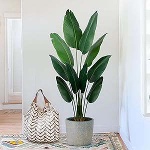 Artificial Bird of Paradise Plant 5 Ft Tall Fake Banana Leaf Plant for Indoors and Outdoors,Faux ... | Amazon (US)