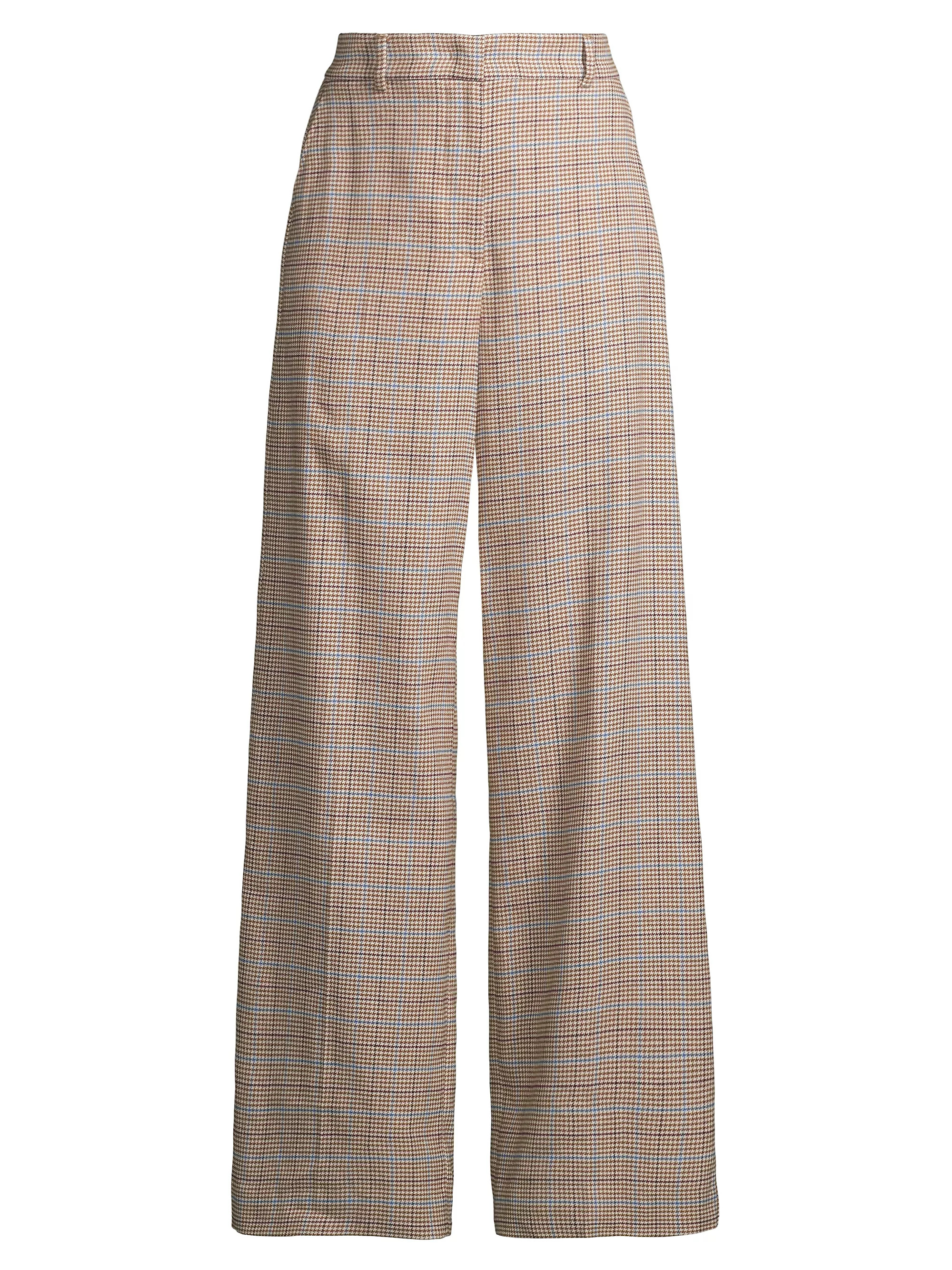 Freda Glen Check Cotton-Linen Wide-Leg Trousers | Saks Fifth Avenue
