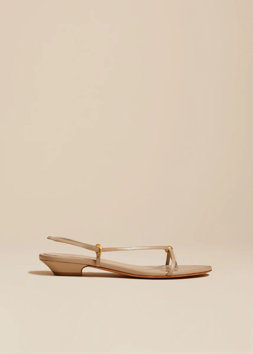 The Marion Strappy Flat Sandal in Beige Leather | Khaite