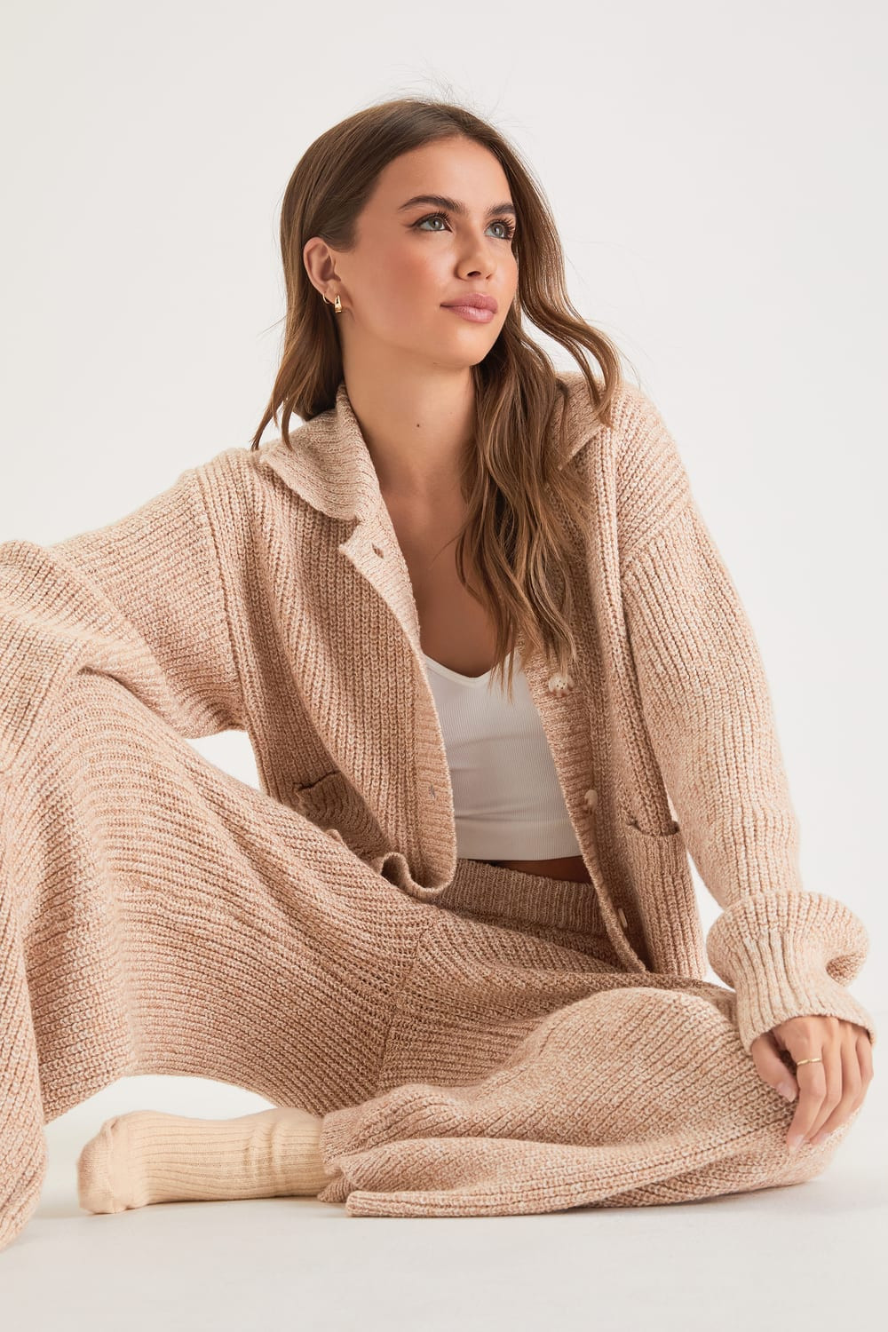 Chill Mood Heather Beige High-Rise Sweater Pants | Lulus (US)