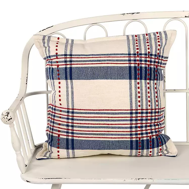 Blue Woven Plaid Pillow | Kirklands