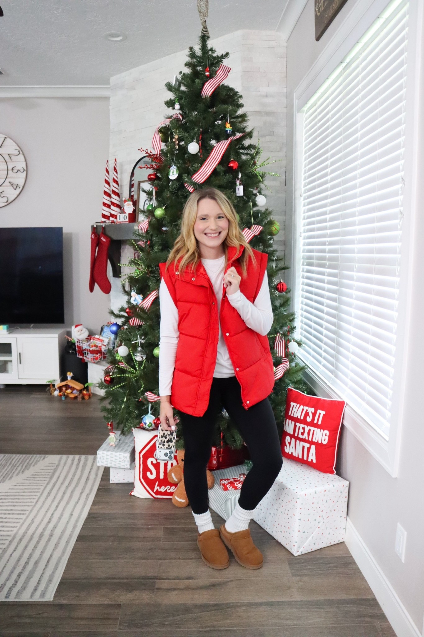So festive- and comfy🎄
Love the look of this red puffer vest with my black leggings. Add a long sleeve or short sleeve underneath to match the temperatures of the day😉

//
Red vest
Puffer vests
Christmas vests
Christmas outfit 
Women’s vests


#LTKdayinmylife #LTKootd #LTKHoliday
