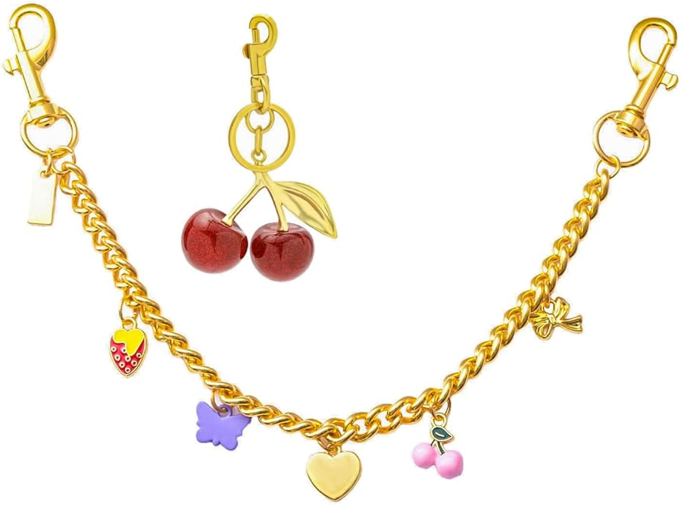 Gold Keychain Set - Fashionable Bag Charms with Double Buckle Design Enamel Pendant Purse Chains ... | Amazon (US)