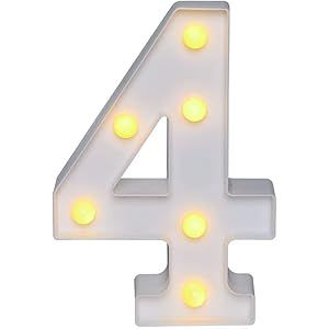 YKB Led Marquee Number Lights Sign, Warm White Led Number Lights Up Number Light, Battery Operated N | Amazon (US)