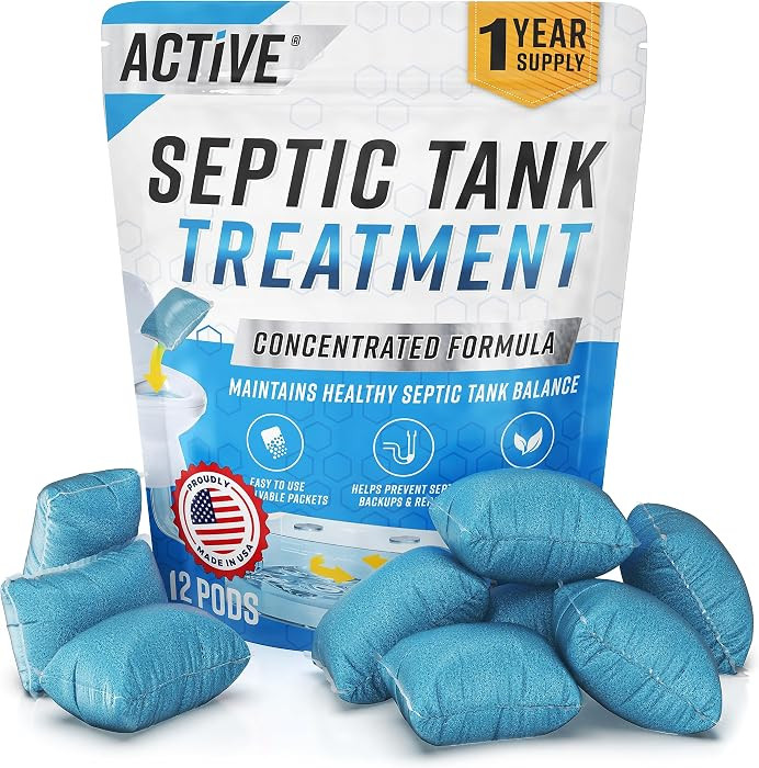 Septic Tank System Treatment Pods - 12 Dissolving Packets | Enzyme-Producing Live Bacteria Soluti... | Amazon (US)