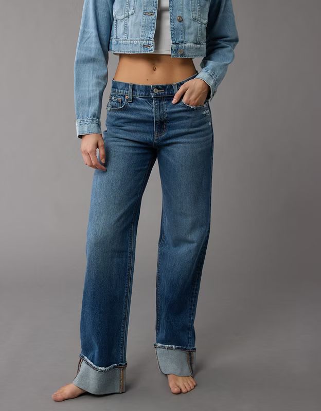 AE Stretch High-Waisted Stovepipe Cuffed Jean | Aerie