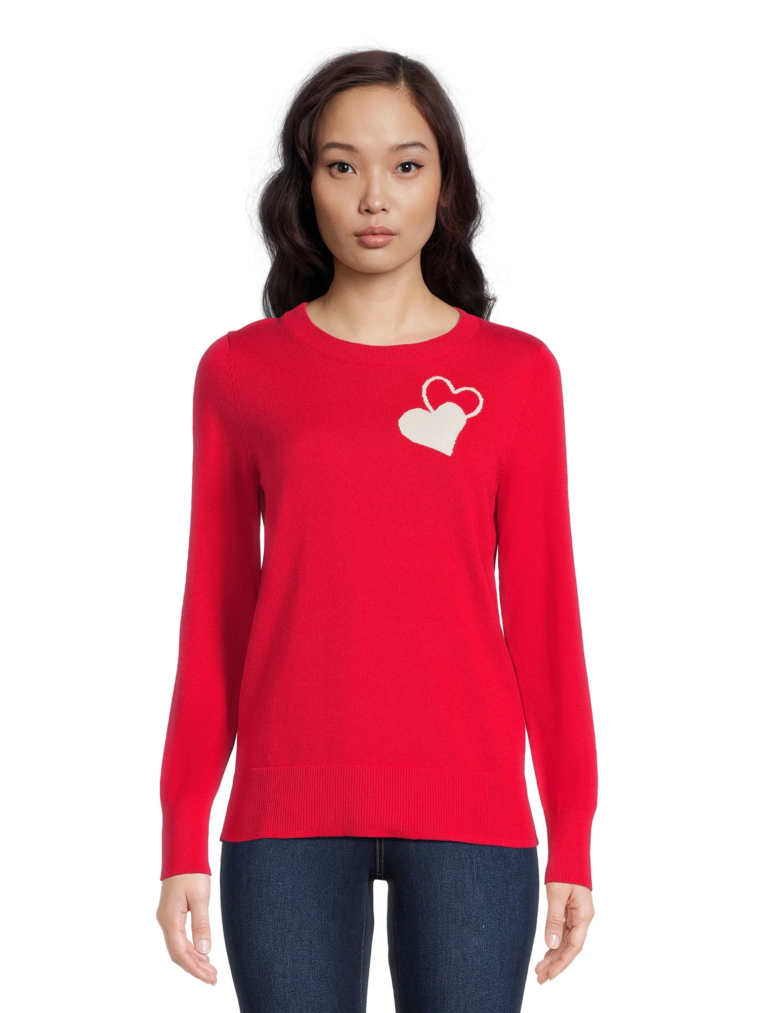 Time and Tru Women's Print Crew Neck Sweater, Midweight, Sizes XS-XXXL | Walmart (US)